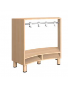 SPOGLIATOIO CURVO 10 POSTI PASSANTE 45° - cm 110x41x100h - CONFORME AI CAM