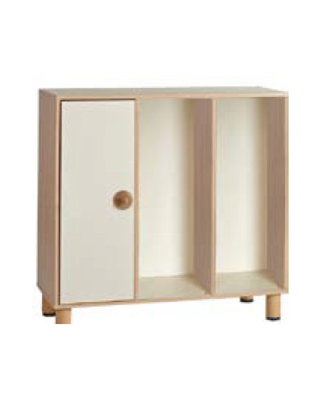 MOBILE CONTENITORE  IN LEGNO 1 ANTA COLORATA E 2 VANI GIORNO SENZA RIPIANI - CM 105x41x100h - CONFORME AI CAM