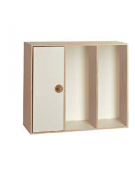 CONTENITORE MOBILE IN LEGNO 1 ANTA COLORATA E 2 VANI GIORNO SENZA RIPIANI DA SOVRAPPORRE - cm 105x41x90h - CONFORME AI CAM