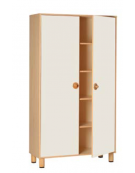 ARMADIO CONTENITORE ALTO IN LEGNO CON 2 ANTE COLORATE PER AULA - cm 105x41x190h - CONFORME AI CAM