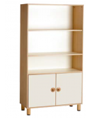 ARMADIO CONTENITORE ALTO IN LEGNO CON 2 ANTE COLORATE INFERIORI E 3 PIANI A GIORNO SUPERIORI - cm 105x41x190h - CONFORME AI CAM