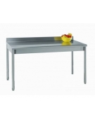 Tavolo acciaio inox gambe tonde con alzatina cm 180x70x85/90h