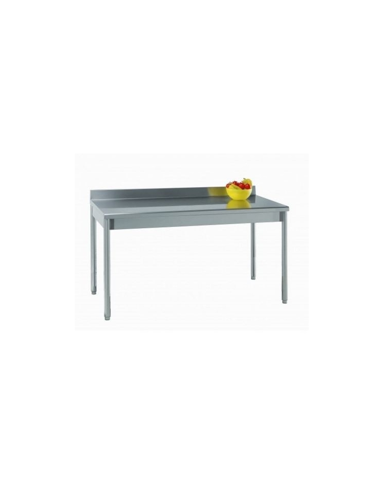 Tavolo acciaio inox g. tonde c/alzatina cm.80x70x85/90h - Profondità cm. 70  - Piano di lavoro con alzatina - Tavoli inox con gam