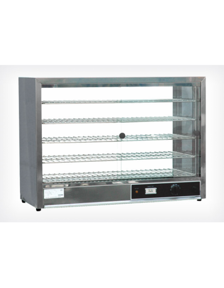 Vetrina calda da banco a 4 ripiani - telaio in acciaio inox - 4 ripiani estraibili e regolabili - cm 86,5x36x62,5h