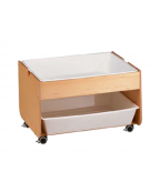 CARRELLO ACQUA TERRA IN LEGNO E 2 BACINELLE PLASTICA - CM 100x67x58h - CONFORME AI CAM