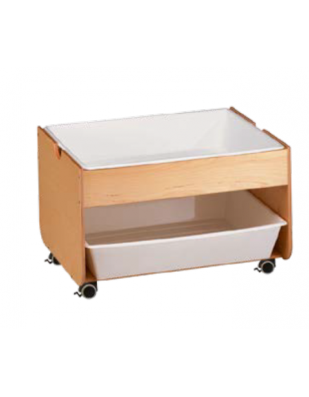 CARRELLO ACQUA TERRA IN LEGNO E 2 BACINELLE PLASTICA - CM 100x67x58h - CONFORME AI CAM