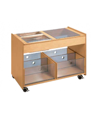 CARRELLO TRASPARENZE IN LEGNO E DIVISORI TRASPARENTI - CM 85x50x62h - CONFORME AI CAM