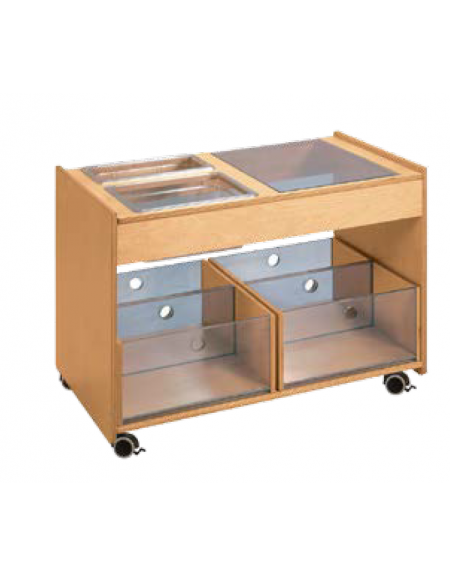 CARRELLO TRASPARENZE IN LEGNO E DIVISORI TRASPARENTI - CM 85x50x62h - CONFORME AI CAM