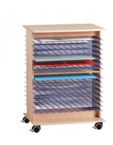 CARRELLO ASCIUGADISEGNI IN LEGNO CON GRIGLIE - CM 59x45x75h - CONFORME AI CAM