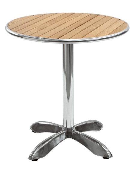 Tavolo in alluminio e legno rotondo diametro cm. 70