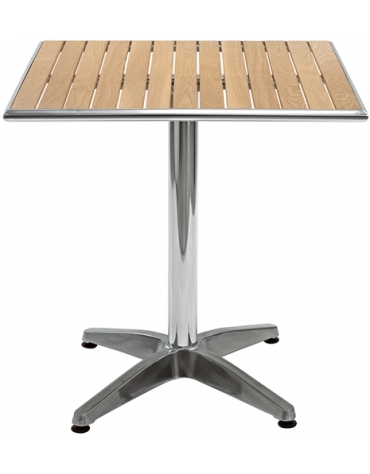 Tavolo in alluminio e legno quadrato cm. 60x60x78h