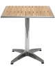 Tavolo in alluminio e e piano in doghe di legno quadrato cm. 70x70x78h