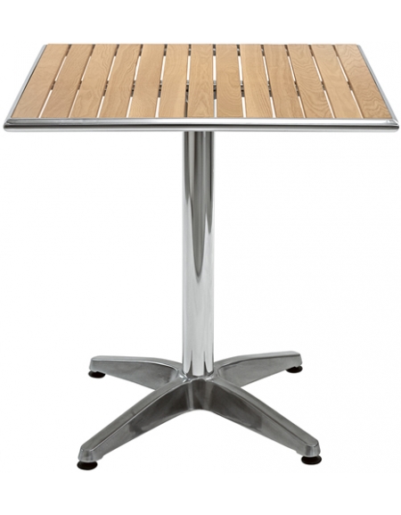 Tavolo in alluminio e legno quadrato cm. 80x80x78h