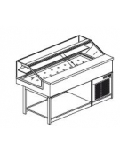 Vetrina calda a secco con vetri dritti bassi - Lunghezza cm 150