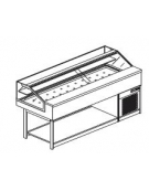 Vetrina calda a secco con vetri dritti bassi - Lunghezza cm 200