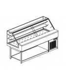 Vetrina calda a secco con vetri dritti alti - Lunghezza cm 200