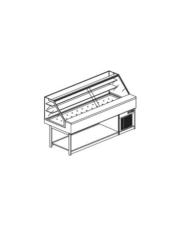 Vetrina calda a secco con vetri dritti alti - Lunghezza cm 200