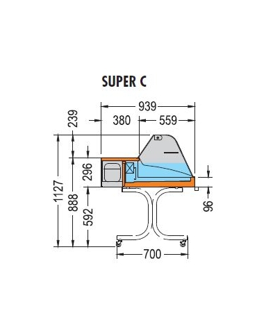 Vetrina espositiva da appoggio Temperatura +2 +4°C Dim mm L756XP939XH530