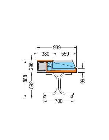 Vetrina espositiva da appoggio Temperatura +2 +4°C Dim mm L1006XP790XH575