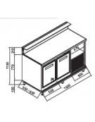 Banco bar refrigerato 2 sportelli motore interno da cm. 150