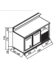 Banco bar refrigerato 2 sportelli motore interno - Refrigerazione statica +3+7°C - Dimensioni esterne cm. 150x65x113h