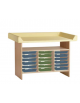 TAVOLO FASCIATOIO CON 15 CASSETTI IN PLASTICA - cm 120x75x85h - CONFORME AI CAM