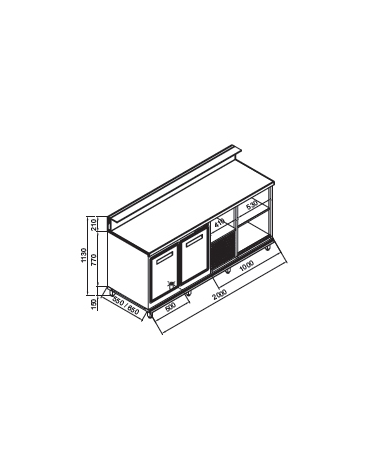 Banco bar refrigerato 2 sportelli motore interno da cm. 200