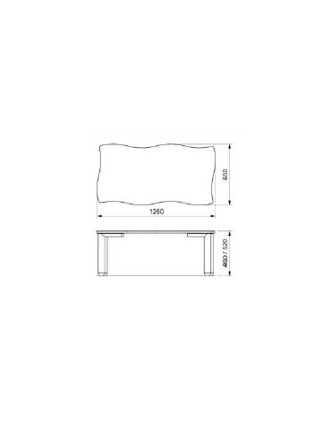 TAVOLO SAGOMATO RETTANGOLARE - 6 POSTI cm. 130 x 65 x 46/52h