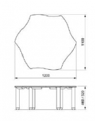 TAVOLO SAGOMATO RETTANGOLARE - 6 POSTI cm. 130 x 65 x 46/52h