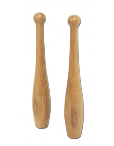 Coppia clavette di legno verniciato, altezza cm 31