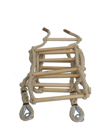 Scala a corda di canapa con pioli di faggio - Lunghezza mt 6 - Diametro mm 30