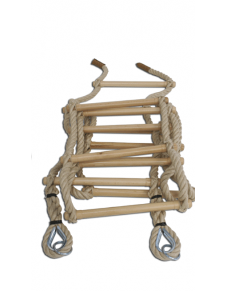 Scala a corda di canapa con pioli di faggio - Lunghezza mt 6 - Diametro mm 30