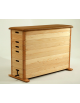 Plinto verticale di legno a 6 casson con dispositivo di trasporto su ruote - rivestito di cuoio sintetico - cm 150x50x110h