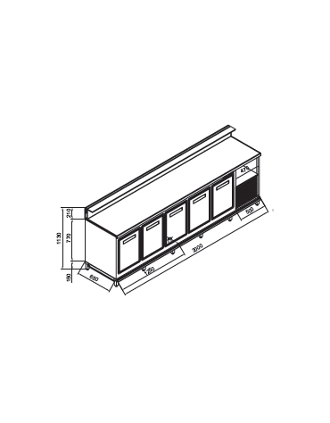 Banco bar refrigerato 5 sportelli motore interno da cm. 300