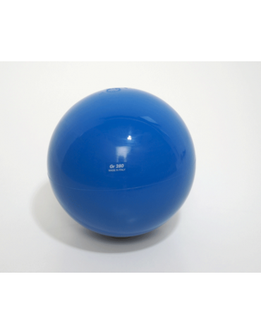 Palla per ginnastica ritmica rigonfiabile, di gomma colorata, peso gr 400.