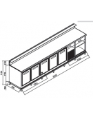 Banco bar refrigerato 5 sportelli + 1 Vano neutro-Refrigerazione statica con motore interno-Dimensioni cm. 350 x 65 x 113h