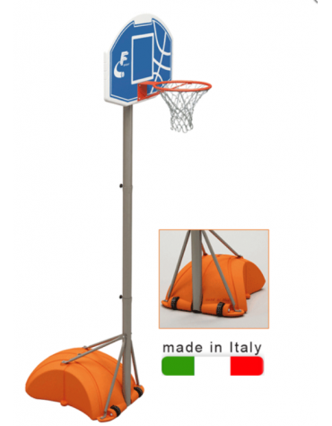 Struttura ricreativa basket e minibasket, colonna in acciaio verniciato, tabellone in polipropilene