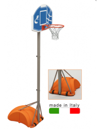 Struttura ricreativa basket e minibasket, colonna in acciaio verniciato, tabellone in polipropilene