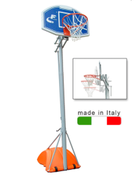 Struttura ricreativa basket e minibasket, colonna in acciaio verniciato, tabellone in polipropilene, altezza regolabile