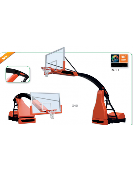 Impianto Hydroplay ACE mobile su ruote, omologato FIBA per competizioni di 1° livello, sbalzo cm 325