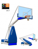 Impianto basket con sistema oleodinamico manuale di regolazione dell’altezza -Sbalzo cm 225 -  Certificato FIBA 3 livello