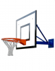 Impianto minibasket a muro, tabelloni in nobilitato bilaminato, canestri fissi e retine, sbalzo cm 80