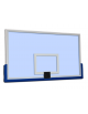 Tabellone basket di plexiglas trasparente. Protezione di poliuretano, modello ad L, mm 1800x1050x15.