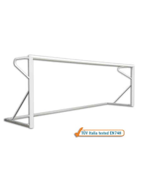 Coppia porte calcio a 7 in alluminio - dimensioni cm 600x200 - sezione ovale - modello mobile con base