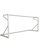 Coppia porte calcio a 7 in acciaio, sezione mm 80, modello mobile con base, dimensioni cm 600x200