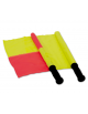 Bandierina per guardialinee. Drappo a scacchi giallo-rosso, manico di plastica rigida