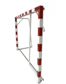Coppia porte pallamano in alluminio verniciato - cm 300x200 - mobile con base e reggi rete reclinabili