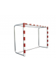 Coppia porte pallamano in legno verniciato, dimensioni cm 300x200, modello mobile con base