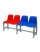 Panchina bordo campo tennis in acciaio zincato, con 4 scocche di seduta in polipropilene - CM 200