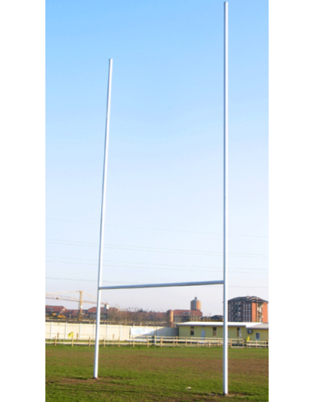 Coppia porte rugby regolamentari in alluminio verniciato.  Altezza fuori terra mt 11